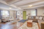 Open living room with multiple seating areas